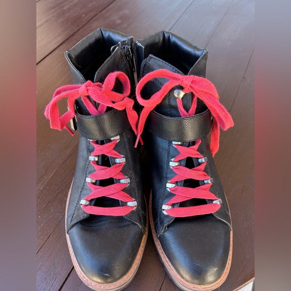 Indigo Black and Red Lace Up Boots